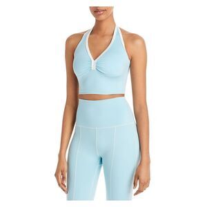 FRANKIES BIKINIS Womens Light Blue Removable Padded Cups Active Wear Crop Top L